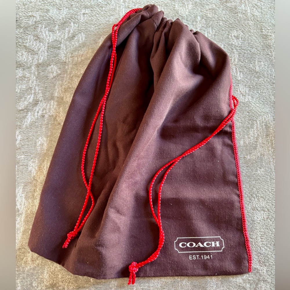 Coach Chocolate Brown Dust Bag with Red Trim 13X16